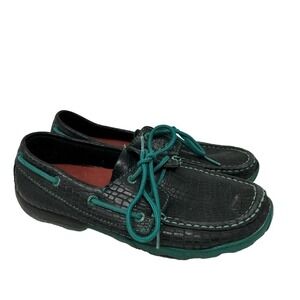 Twisted X Women's Black Crocodile Print Leather Moccasin Shoes 7M